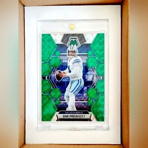 Dak Prescott Dallas Cowboys Football Card 2023 Green Mosaic With Magnetic Case
